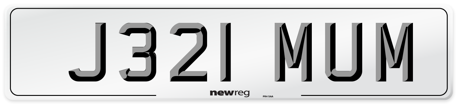 J321 MUM Number Plate from New Reg
